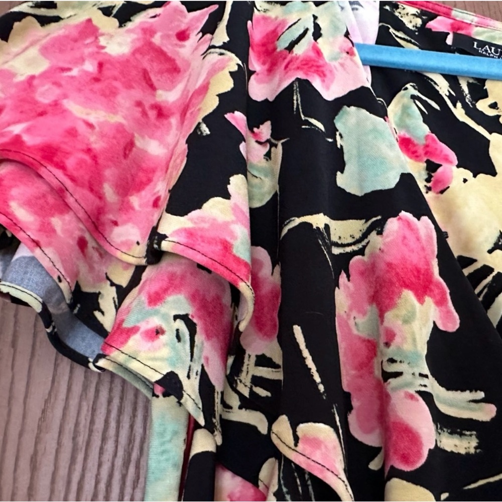 NWT Ralph Lauren Tropical Flutter Sleeve Ruffled Wrap Blouse - Picture 4 of 10